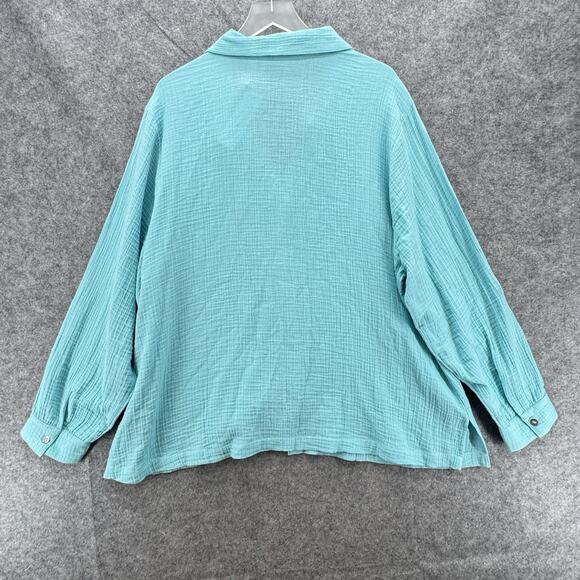 Soft Surroundings Womens Addison Gauze Big Shirt Size 3X Blue Cotton Button-Up - Picture 7 of 9